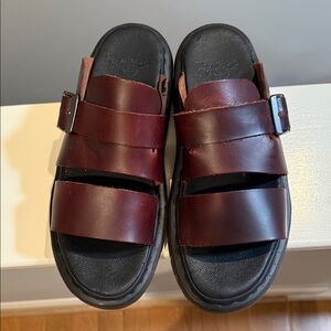 Dr. Martens Men's Double-Strap Slide Sandals - Burgundy Leather